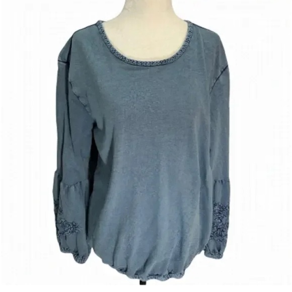 Anthropologie Solitaire Blouse Bishop Embroidered Sleeves Size XL - Picture 1 of 11